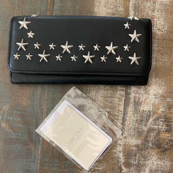 Jimmy Choo Black Wallet with Silver Stars - Picture 2 of 15